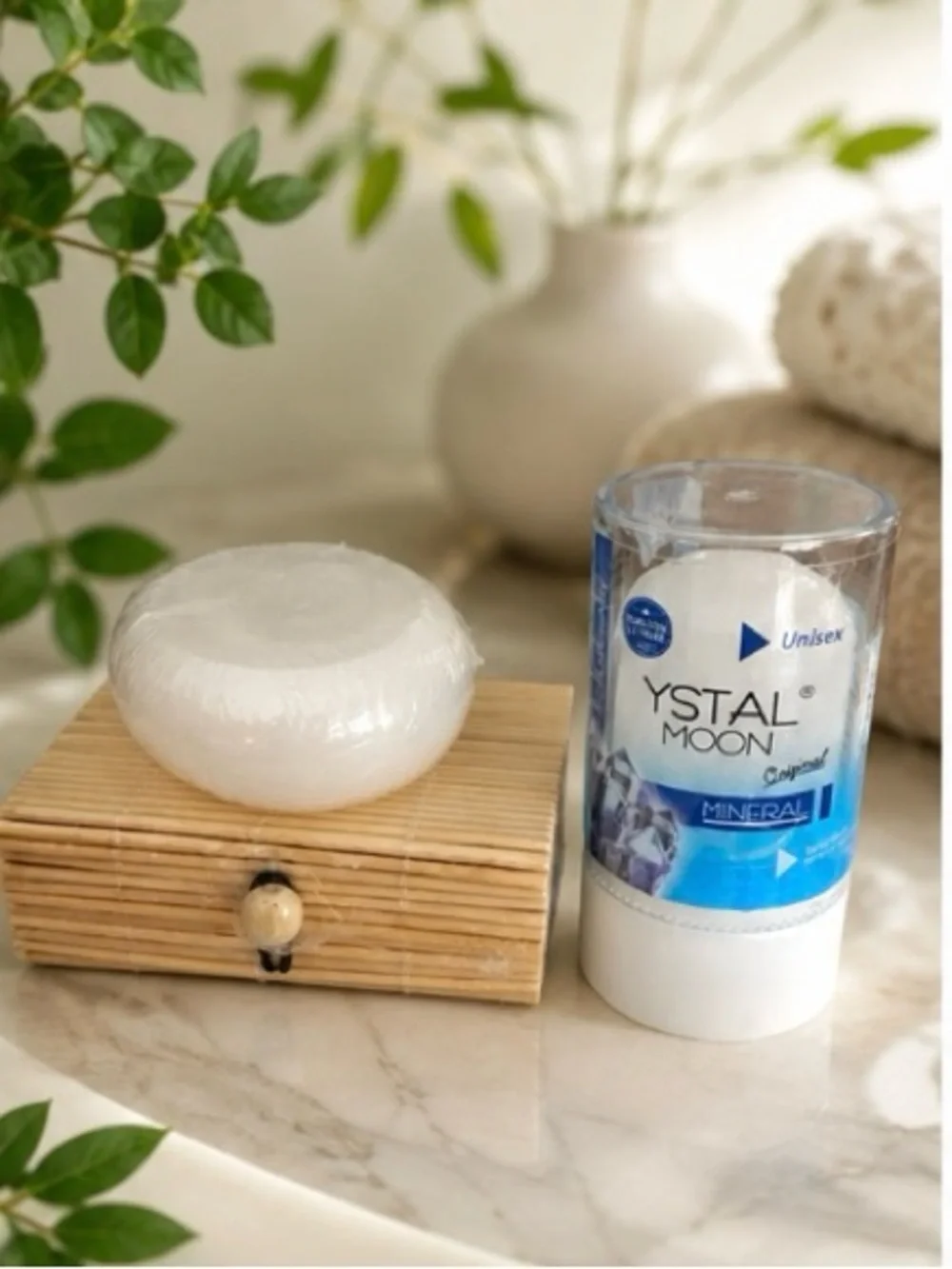 Ystalmoon Natural Care Duo – Crystal Deodorant + Mineral Body Bar |